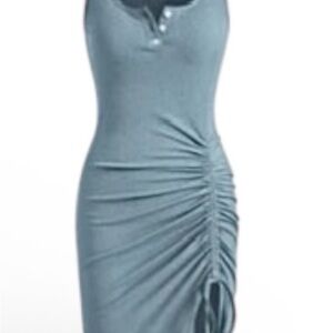 Cider Teal Ruched Midi Dress